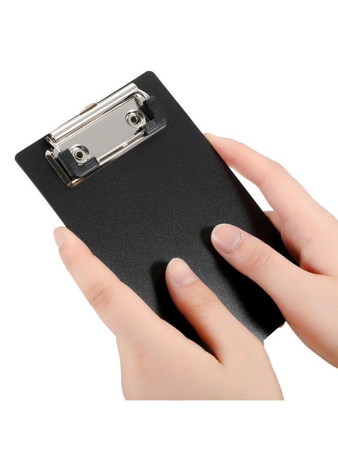 Eersida 12 Pack Mini Clipboards 4 X 6 Inch Small Clipboards Pocket Clipboard Cute Clipboard Plastic Memo Clipboards With Profile Clip For Small Notepads Receipts Tickets (Black) - Image 2