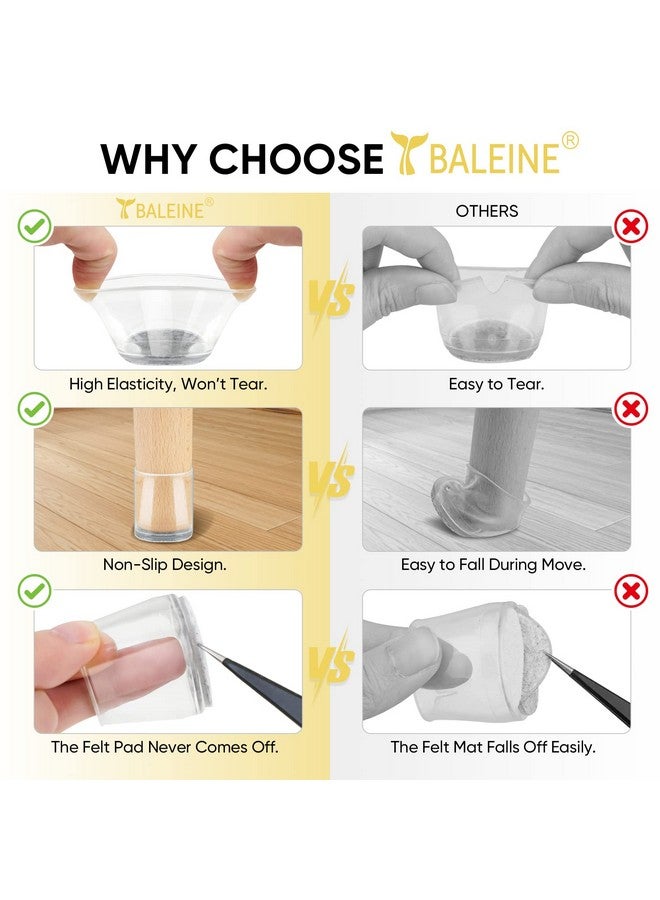 Baleine BALEINE 32 Pack Silicone Chair Leg Floor Protectors, Stool Leg Protectors Cap, Non-Slip Chair Leg Caps for Hardwood Floors (Clear & Small, 32 Pack)  - Image 3