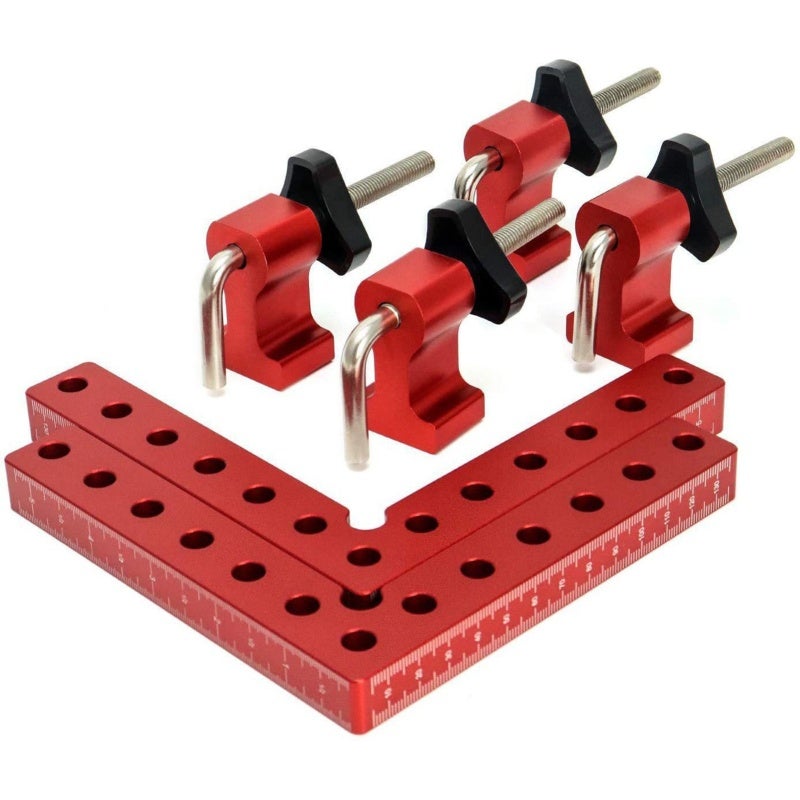 Aluminum Alloy Corner Clamps 140mm Precise 90 Degree Clamping - Red Anodized Finish Right Angle Woodworking Squares for Cabinet Making - Image 1