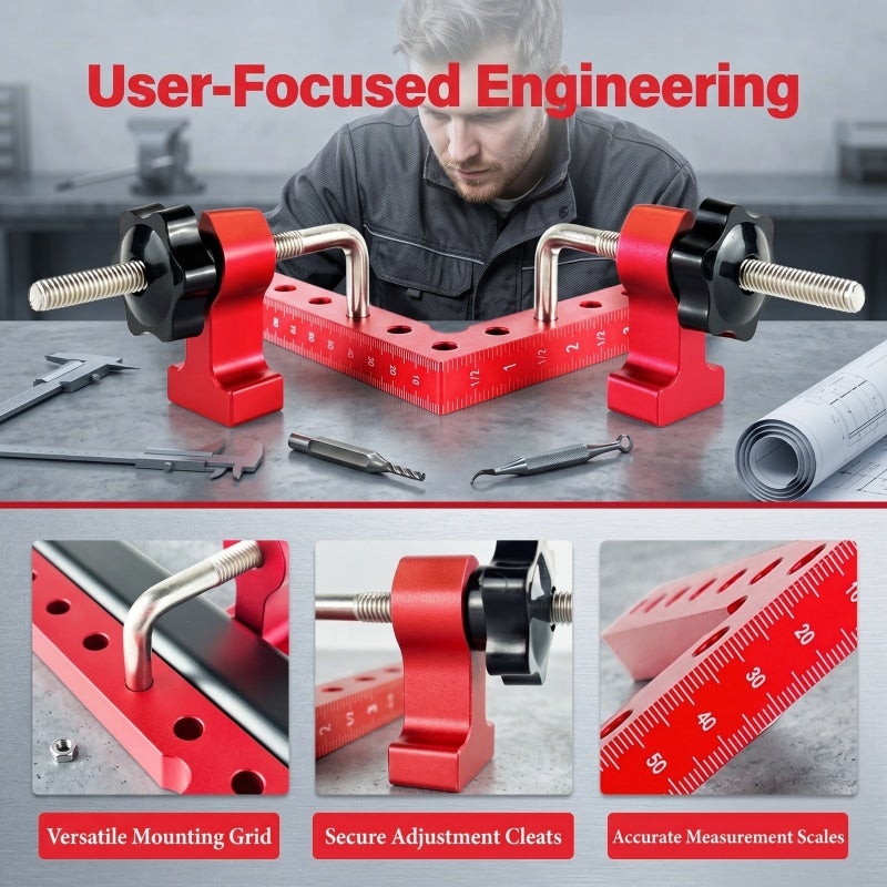 Aluminum Alloy Corner Clamps 140mm Precise 90 Degree Clamping - Red Anodized Finish Right Angle Woodworking Squares for Cabinet Making - Image 3