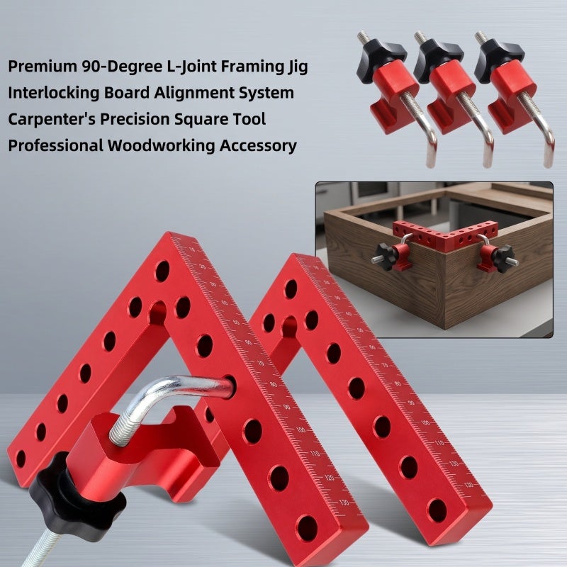Aluminum Alloy Corner Clamps 140mm Precise 90 Degree Clamping - Red Anodized Finish Right Angle Woodworking Squares for Cabinet Making - Image 4