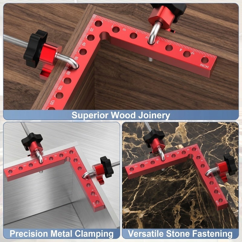 Aluminum Alloy Corner Clamps 140mm Precise 90 Degree Clamping - Red Anodized Finish Right Angle Woodworking Squares for Cabinet Making - Image 5