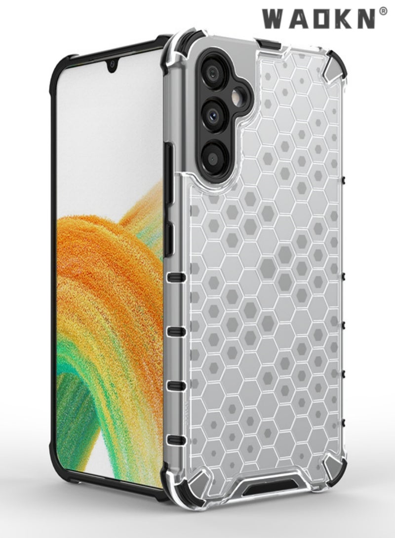 دبليو أيه أو كي أن حافظة شفافة على شكل قرص العسل لسامسونج جالاكسي A55 5G ، ناعمة TPU شفافة سيليكون المطاط الخلفي واقية حالة ماصة للصدمات الزاوية المقواة لسامسونج غالاكسي A55 5G واضح - Image 1