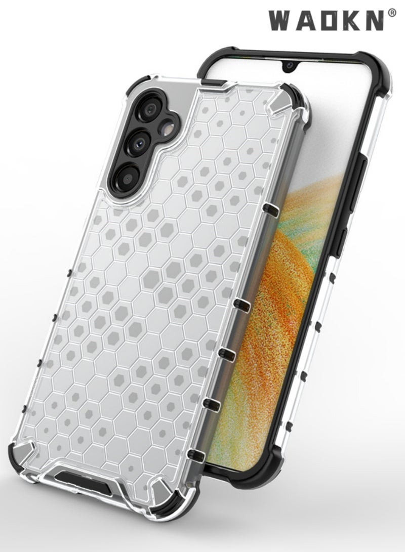 دبليو أيه أو كي أن حافظة شفافة على شكل قرص العسل لسامسونج جالاكسي A55 5G ، ناعمة TPU شفافة سيليكون المطاط الخلفي واقية حالة ماصة للصدمات الزاوية المقواة لسامسونج غالاكسي A55 5G واضح - Image 4