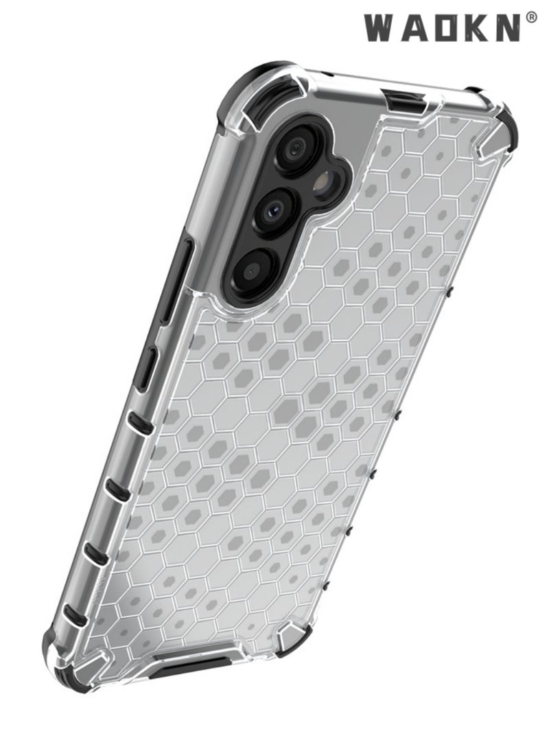 دبليو أيه أو كي أن حافظة شفافة على شكل قرص العسل لسامسونج جالاكسي A55 5G ، ناعمة TPU شفافة سيليكون المطاط الخلفي واقية حالة ماصة للصدمات الزاوية المقواة لسامسونج غالاكسي A55 5G واضح - Image 3