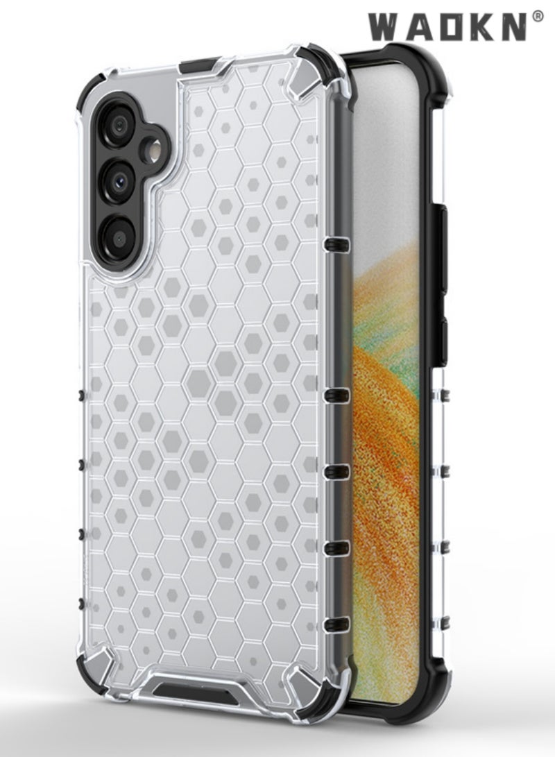 دبليو أيه أو كي أن حافظة شفافة على شكل قرص العسل لسامسونج جالاكسي A55 5G ، ناعمة TPU شفافة سيليكون المطاط الخلفي واقية حالة ماصة للصدمات الزاوية المقواة لسامسونج غالاكسي A55 5G واضح - Image 2