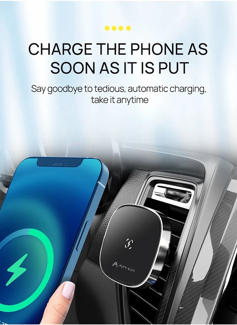 Premium 15W Magnetic Wireless Charger MagSafe Car Holder, Dashboard Mount, car vent Mount [All in One] Compatible With iPhone 15/15Pro Max, 14/14 Pro Max, 12 12 Pro Max 12 Mini Fast Charging - pzsku/Z6FABF31B432C7D51531DZ/45/_/1702188862/e43467fa-08f3-41fb-9e00-2a3f370dd737