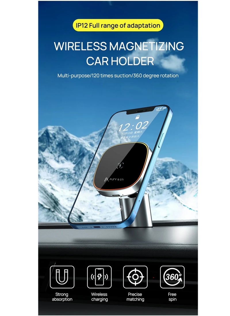 Premium 15W Magnetic Wireless Charger MagSafe Car Holder, Dashboard Mount, car vent Mount [All in One] Compatible With iPhone 15/15Pro Max, 14/14 Pro Max, 12 12 Pro Max 12 Mini Fast Charging - pzsku/Z6FABF31B432C7D51531DZ/45/_/1702188883/28ad79e1-5dcf-4f54-a908-e0780cf1f353