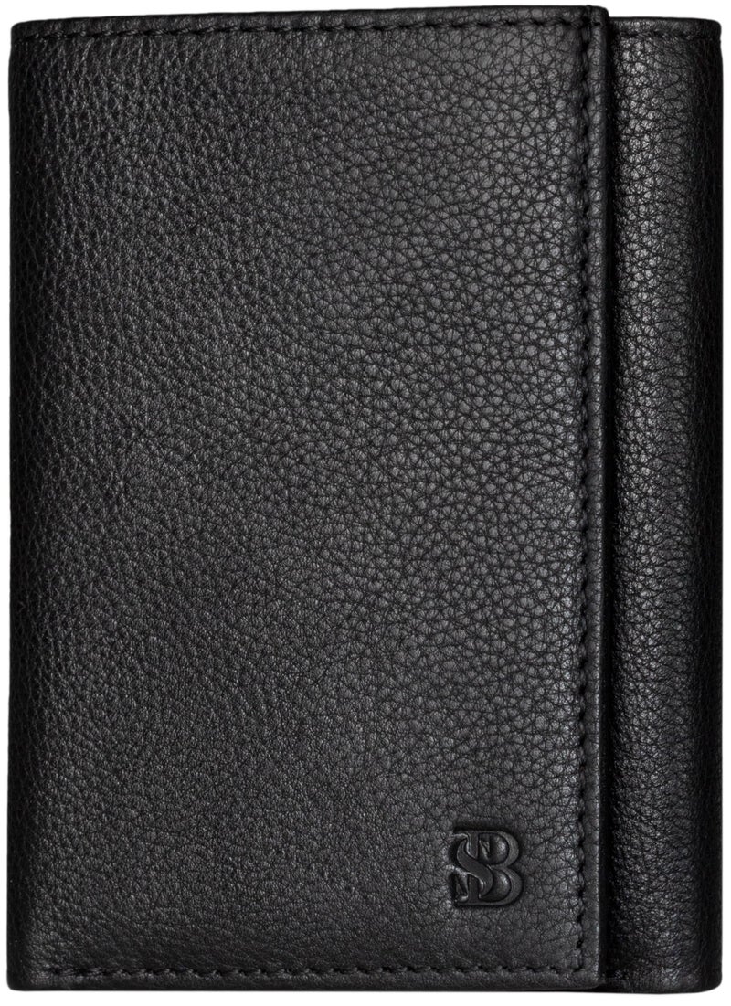 SERMAN BRANDS Trifold Wallet for Men - RFID Blocking Genuine Leather, 11 Card Slots & ID Window, Slim Everyday Carry, Durable Stitching, Gift for Him - Image 1