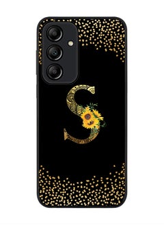 Rugged Black Edge Case for Samsung Galaxy A55 Case Cover- Custom Monogram Initial Letter Mandala Floral Pattern Alphabet - S(Black)