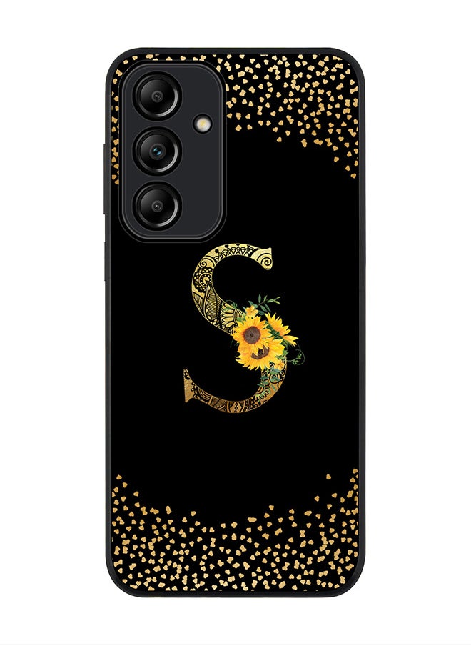 Stylizedd - Rugged Black Edge Case for Samsung Galaxy A55 Case Cover- Custom Monogram Initial Letter Mandala Floral Pattern Alphabet - S(Black) - Image 1