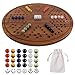 Wahartoly Circular Large Marble Board Game with DoubleSided Painted Wooden Fast Track Board Game with 24 Marbles 6 Dice4Player Game 6Player Game Universal Original Natural Marble Burnt Color - Image 2