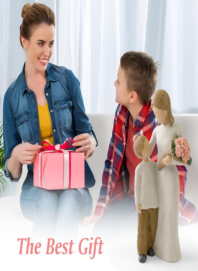 Faumsut Mother and Son Figurines Statues, Sculpted Hand-Painted Mom and Child Statues Gifts for Mother’s Day Anniversary Birthday Home Decor - Image 5