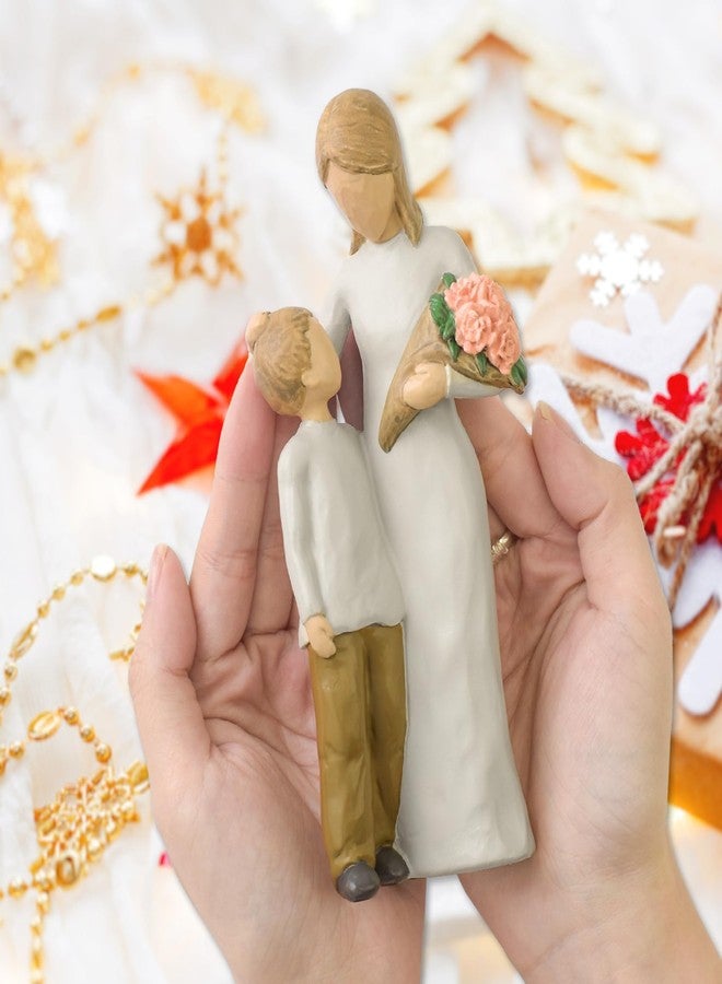 Faumsut Mother and Son Figurines Statues, Sculpted Hand-Painted Mom and Child Statues Gifts for Mother’s Day Anniversary Birthday Home Decor - Image 3
