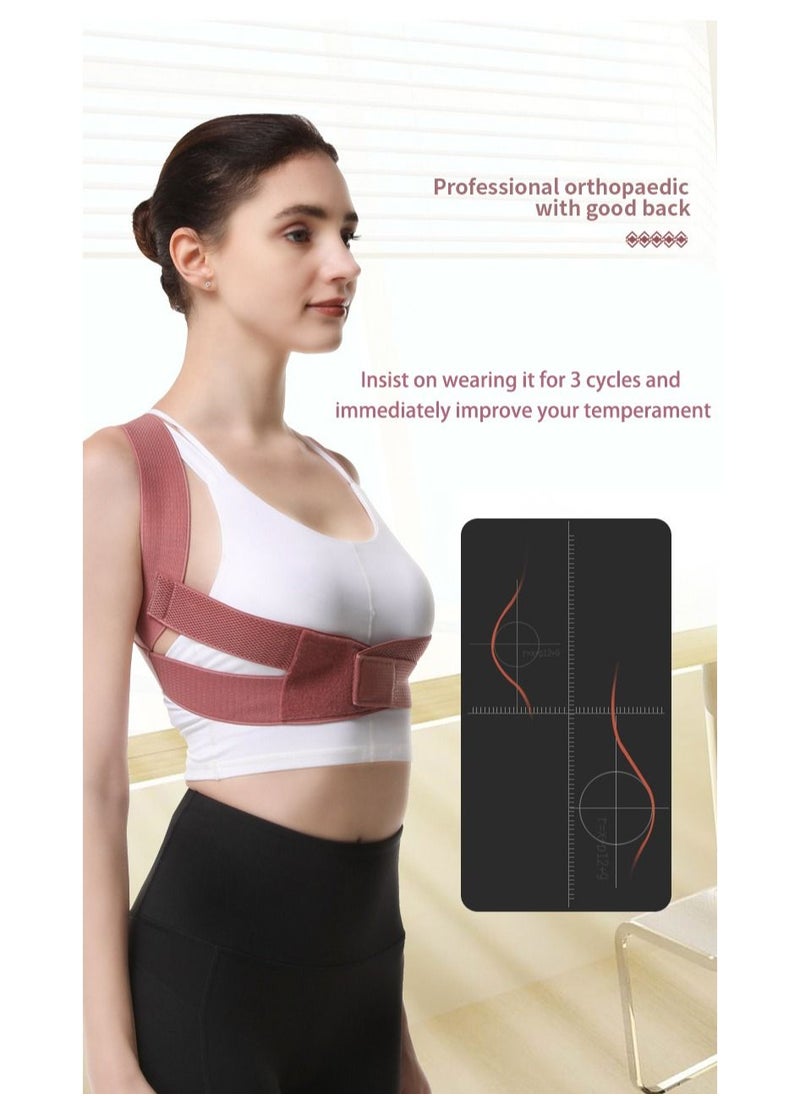 JSDUN Posture Corrector Back Corrector for Neck, Back and Shoulders Correct Anti Hump Corrector Orthopedic Bra for Scoliosis Kyphosis Back Splint Red, M  - Image 3