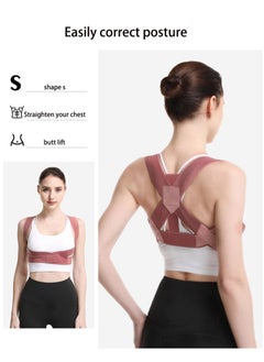 JSDUN Posture Corrector Back Corrector for Neck, Back and Shoulders Correct Anti Hump Corrector Orthopedic Bra for Scoliosis Kyphosis Back Splint Red, M  - Image 2