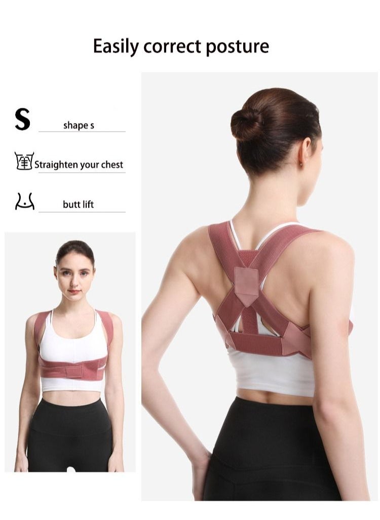 JSDUN Posture Corrector Back Corrector for Neck, Back and Shoulders Correct Anti Hump Corrector Orthopedic Bra for Scoliosis Kyphosis Back Splint Red, M  - Image 2