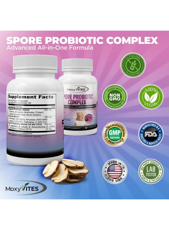 MoxyVites Probiotic Spore Complex - All-in-One Prebiotics & Probiotics for Digestive Health, Daily Digestive Enzyme & Postbiotic Supplement - Spore Based Probiotic for Women - Image 5