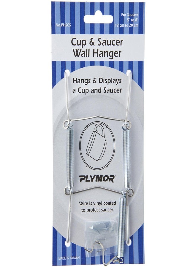 Plymor Stainless Steel Wall Mountable Tension Cup & Saucer Hanger, 8" H x 2.75" W x 1" D - Image 1