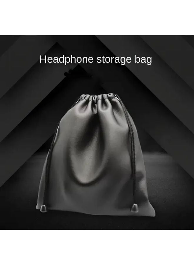 Large Black Headphone Storage Bag With Zipper Closure For Earbuds Accessories - Image 5