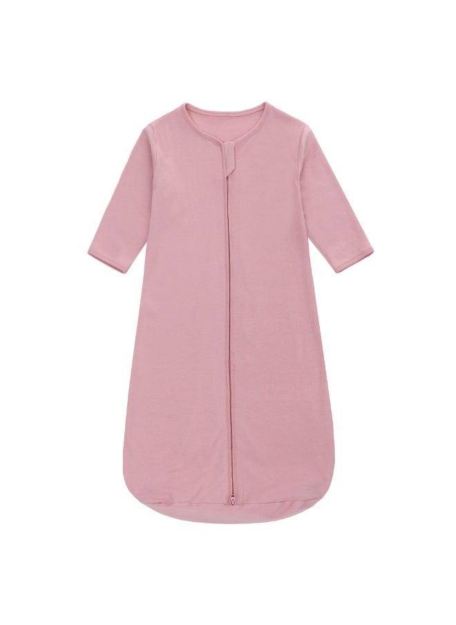 Miracle Baby - 100% Cotton Long sleeves Baby Sleeping Bag, Double Zipper Baby Wearable Blankets  0.5TOG（Pink） - Image 1