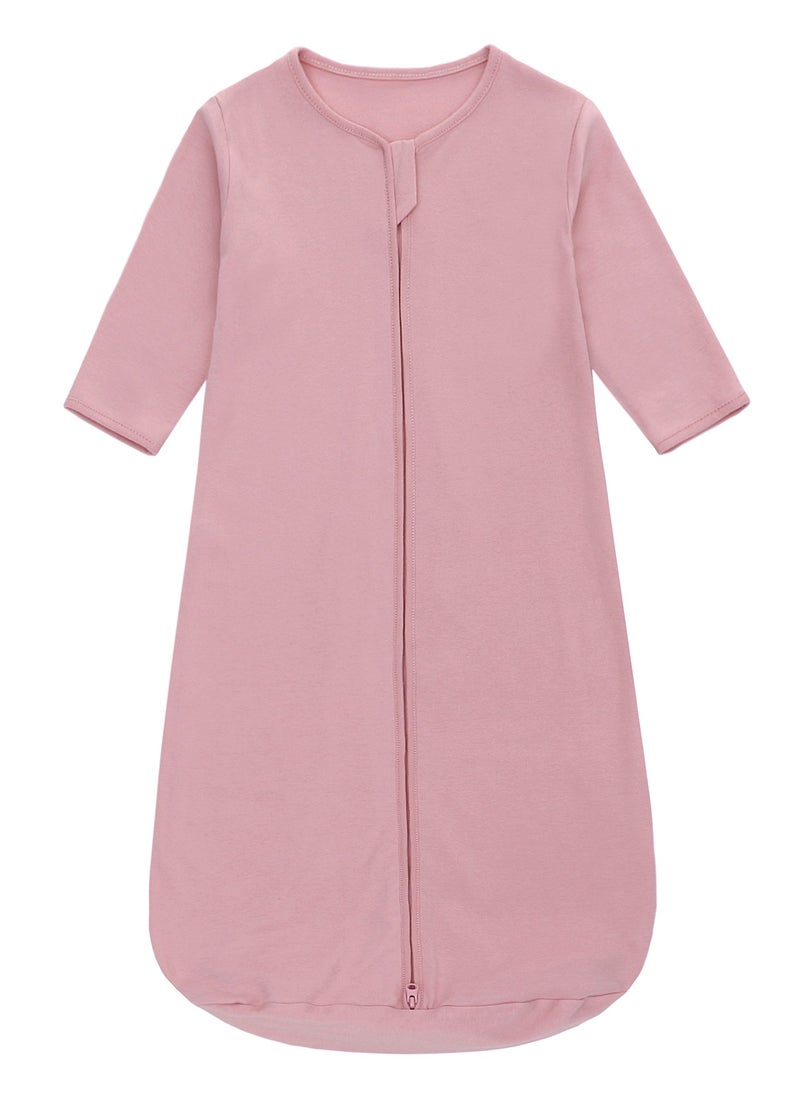 Miracle Baby - 100% Cotton Long sleeves Baby Sleeping Bag, Double Zipper Baby Wearable Blankets  0.5TOG（Pink） - Image 1