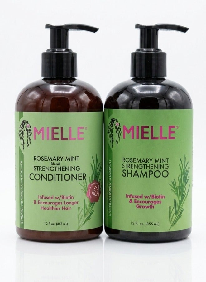 Rosemary Mint Hair Strengthening Shampoo + Conditioner Set - 355ml