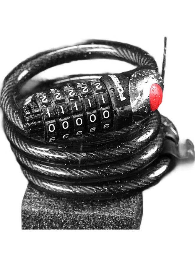Forever Portable Bicycle Lock, Anti-Theft Lock, Steel Cable Lock For Bicycles And Electric Bikes, Combination Lock, 1.5 Meters, Silver Color, With Light - Image 3