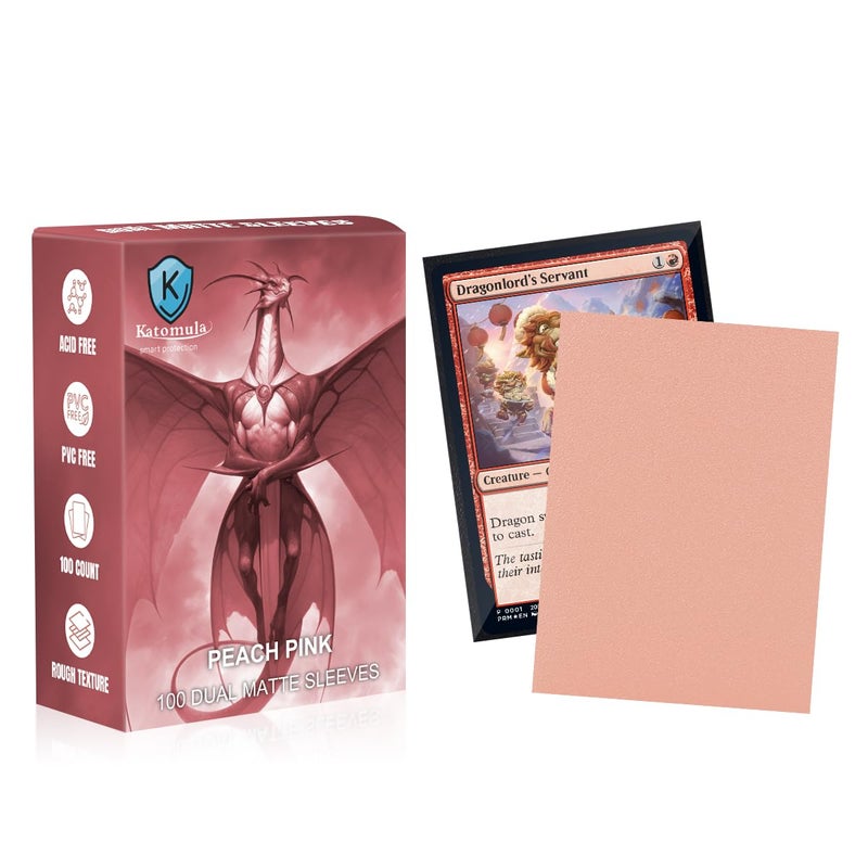 Katomula Peach Pink Dual Matte Card Sleeves, Katomula Card Sleeves for MTG, Standard Card Sleeve for MTG, PKM, Flesh & Blood - Image 1