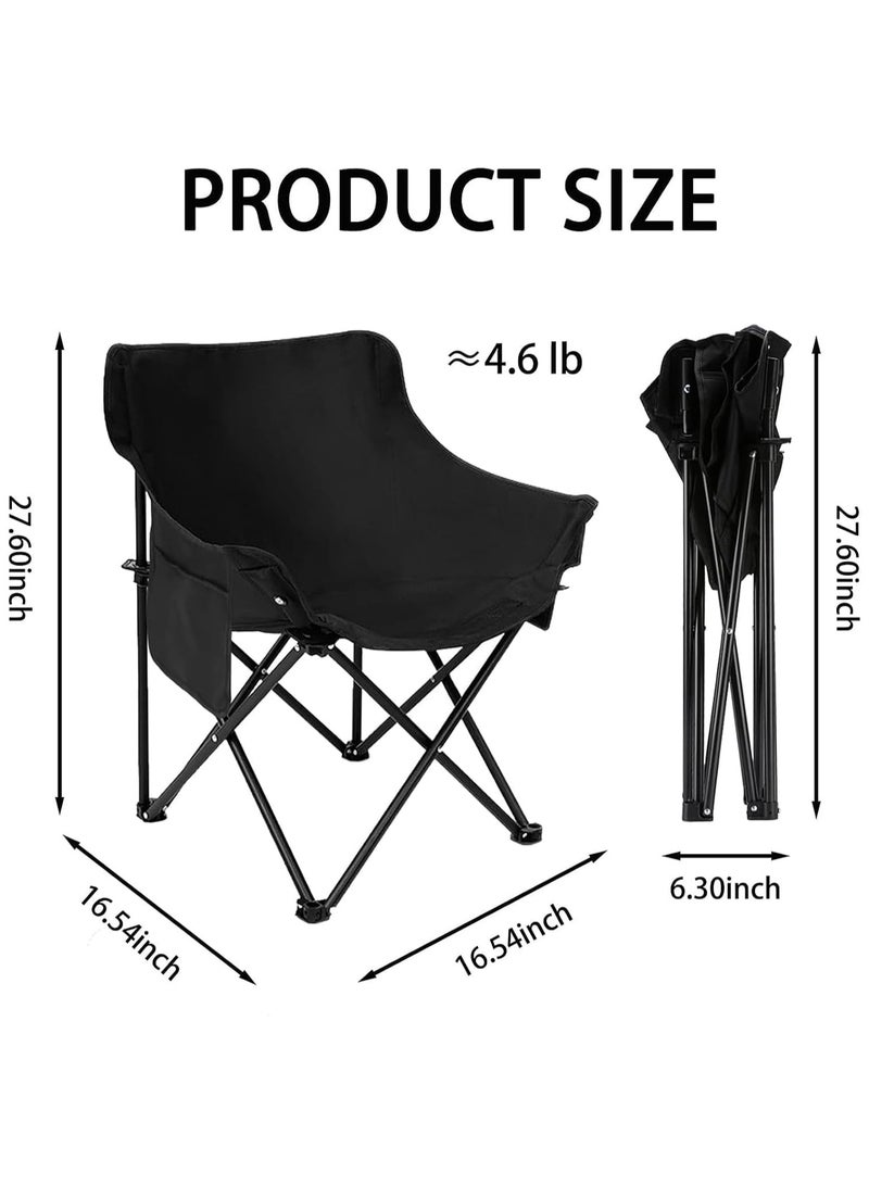 جورونب كرسي Moon القابل للطي، كرسي تخييم خفيف الوزن محمول مع جيب جانبي، كرسي ظهر قابل للطي متين للغاية للمشي لمسافات طويلة في الهواء الطلق والسفر على الشاطئ مع حقيبة حمل، يدعم حتى 300 رطل - Image 2