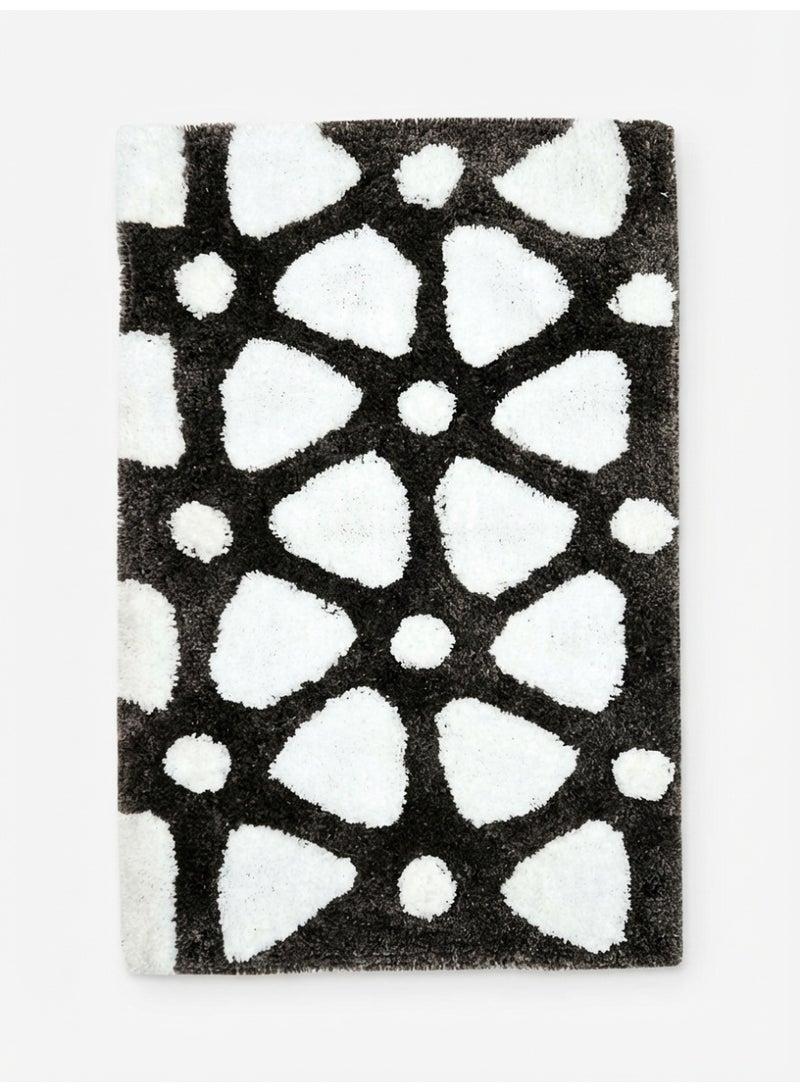 Ambrosia 50 x 80cm Tiles Tufted Micro Polyester Bathmat Charcoal Grey and Beige, Ultra Soft Absorbent Non Slip Quick Drying bath mat - Image 1