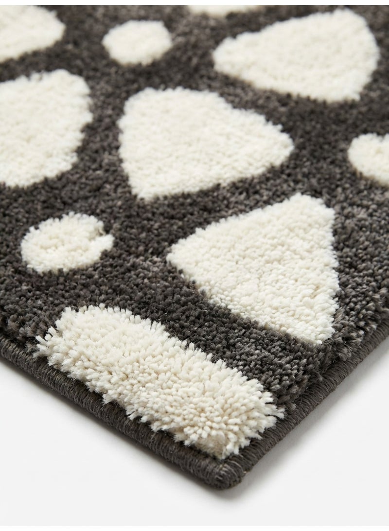 Ambrosia 50 x 80cm Tiles Tufted Micro Polyester Bathmat Charcoal Grey and Beige, Ultra Soft Absorbent Non Slip Quick Drying bath mat - Image 2