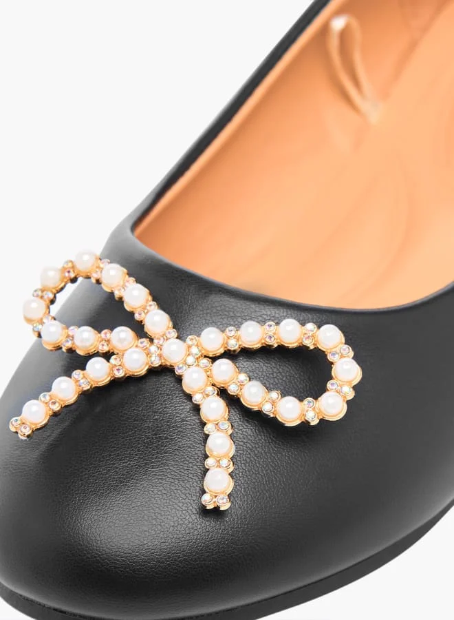 Little Missy Girls Bow Accent Slip-On Ballerina Shoes