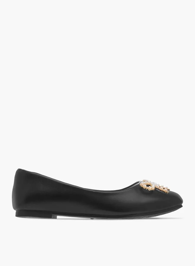 Little Missy Girls Bow Accent Slip-On Ballerina Shoes
