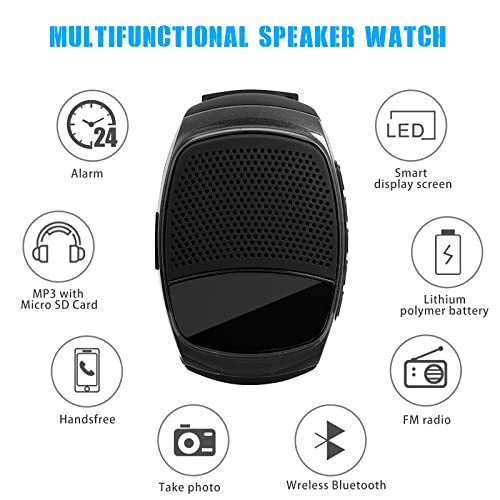 OriDecor Wireless Wearable Wrist Portable Sports Bluetooth Speaker Watch with Timer Time Clock MP3 Player FM Radio Selfie Alarm Clock Stopwatch Countdown Watch Anti-Lost for Running, Hiking, Climbing - Image 2