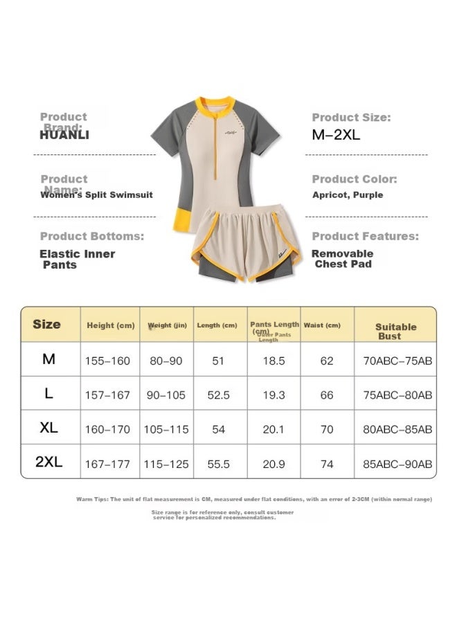 Pull Back Huanli Women's Conservative One-piece Swimsuit With Tummy Control And Slimming Effect, Professional Swimming High-end Thermal Spring Swimwear 15183 2XL - Image 2