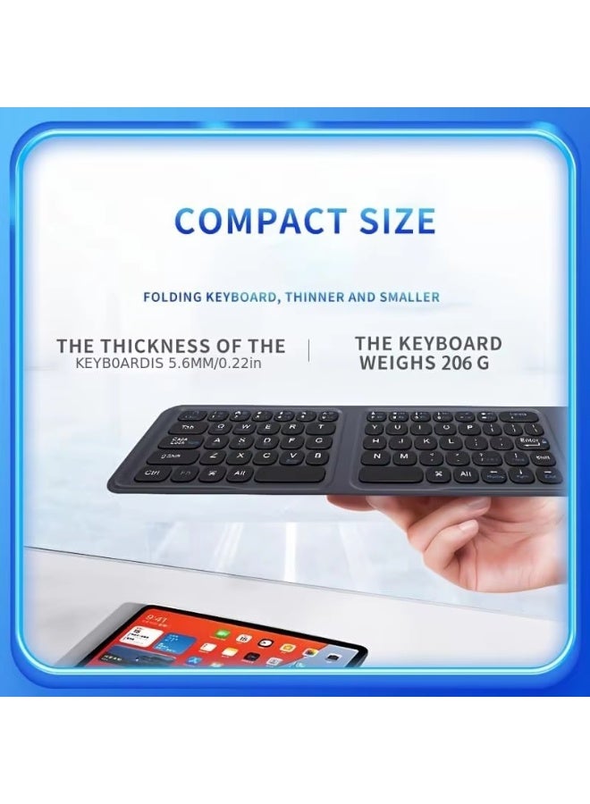 Mini Wireless Keyboard Bluetooth Foldable Keyboard with Touchpad and Number Pad Portable 2-in-1 Travel Keyboard for Window/Android/iOS - Image 2