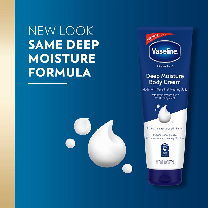 Vaseline Intensive Care Body Cream Deep Moisture 4 pk with Healing Petroleum Jelly & Vitamin E Rich & Smooth for Dry Skin 9 oz - Image 2