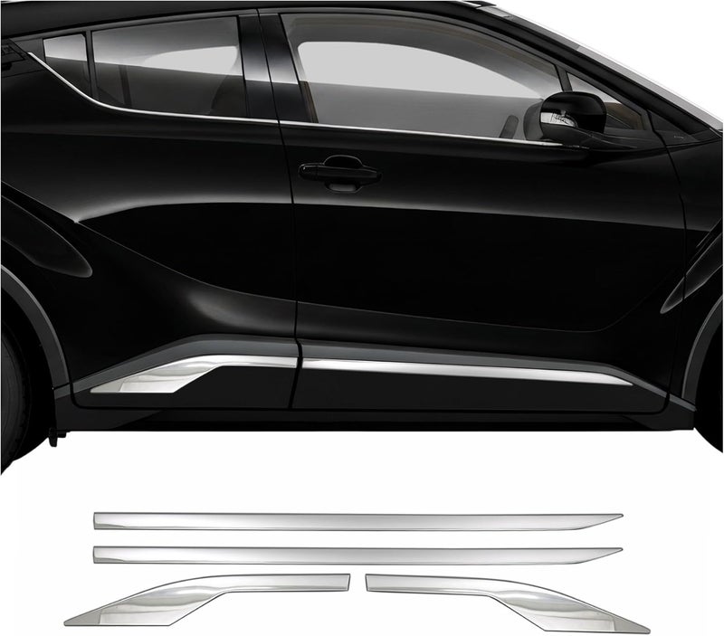 OMAC Side Door Streamer Trim Cover Body Side Protector Molding for Toyota C-HR 2018-2023, 4 Pcs, Stainless Steel, Chrome - Image 1