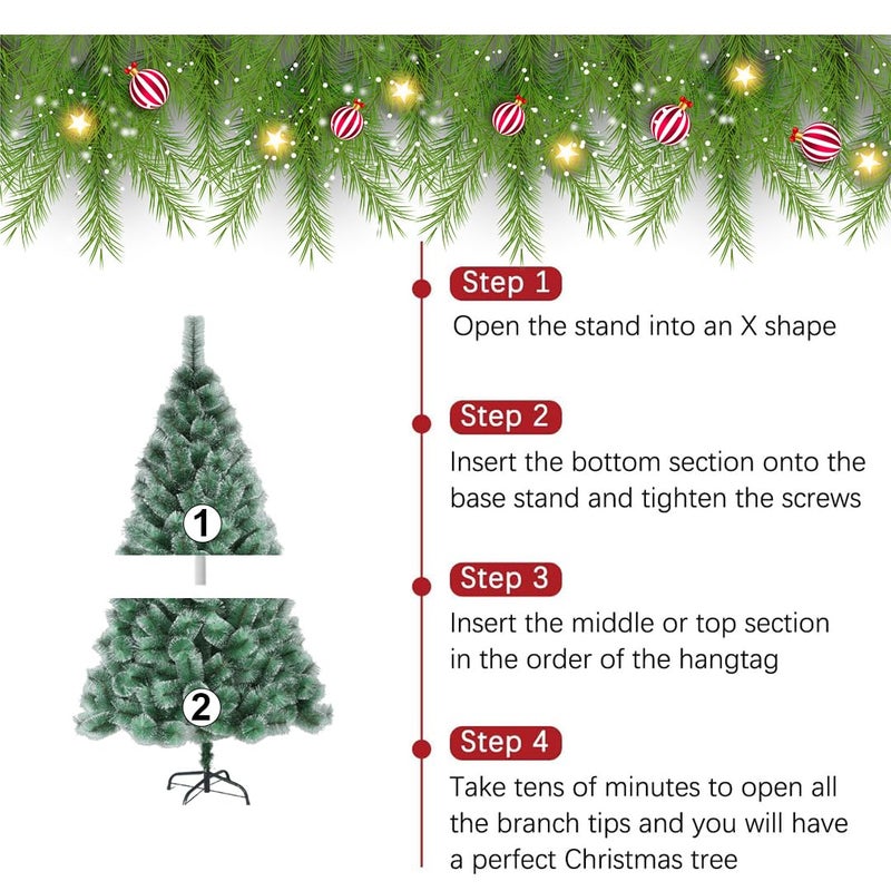 fizzytech fizzytech Artificial 4 Feet Christmas Snow Pine Tree with 160 Hinged Branches Solid Metal Legs Material Xmas Miniature Tree for ChristmasNew YearFestivalHome Decoration  - Image 4