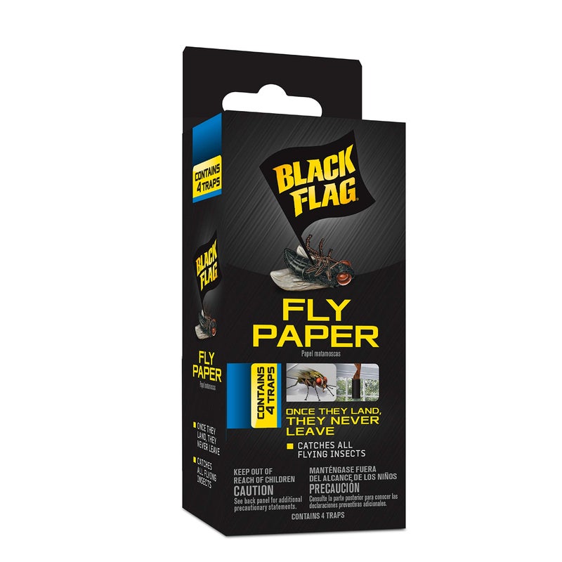 Black Flag Fly Paper, Insect Trap, Catches All Flying Insects 4 Traps - Image 1