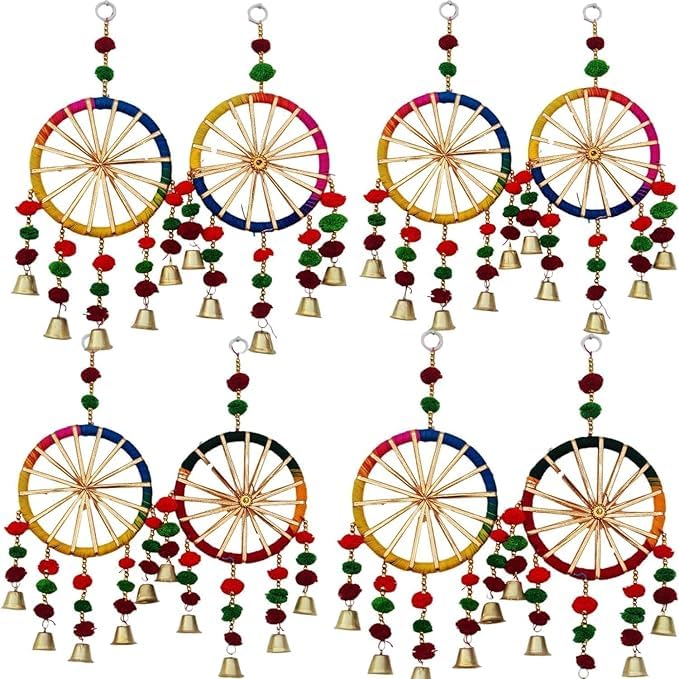 M2 Look 5 Pcs Wedding Umbrella and 6 Colourful Hanging Chakhri for Sangeet, Haldi & Mehendi Decoration - Image 3