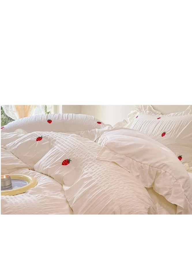 Generic Bed Sheet Style — Four Piece Set Of Washed Cotton Princess Embroidered Bedding  - Image 2