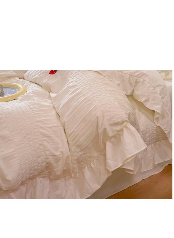 Generic Bed Sheet Style — Four Piece Set Of Washed Cotton Princess Embroidered Bedding  - Image 3