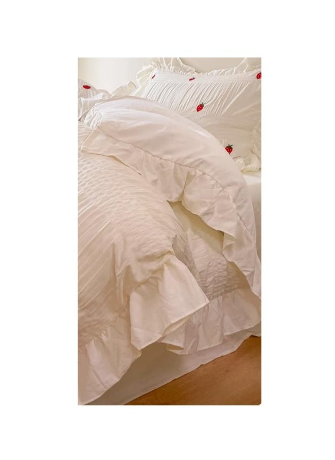 Generic Bed Sheet Style — Four Piece Set Of Washed Cotton Princess Embroidered Bedding  - Image 4