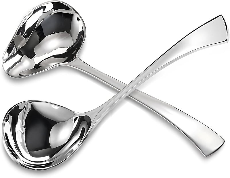 Comicfs 2 Pack Gravy Spoon Mini Gravy Ladle Drizzle Spoon 18/10 Stainless Steel Small Ladle with Pouring Spout Gravy ladle for Sauce Serving, Salad dressing and dressings, Dishwasher Safe - Image 1