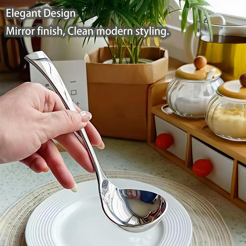 Comicfs 2 Pack Gravy Spoon Mini Gravy Ladle Drizzle Spoon 18/10 Stainless Steel Small Ladle with Pouring Spout Gravy ladle for Sauce Serving, Salad dressing and dressings, Dishwasher Safe - Image 3