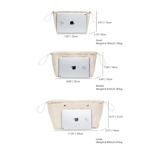 YONBEN Cotton Canvas Lady Women Travel Handbag Organizer Insert for Tote Handbag - Image 2
