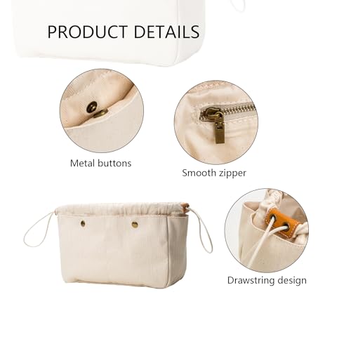 YONBEN Cotton Canvas Lady Women Travel Handbag Organizer Insert for Tote Handbag - Image 3