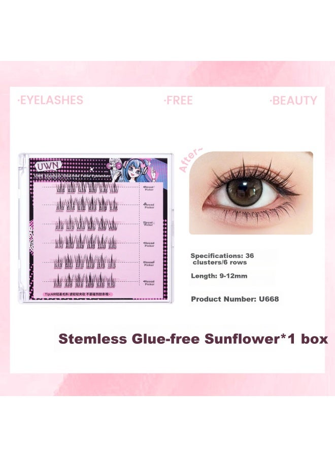 ikB Bqi No Glue Natural Style Sunflower Lazy Three-piece Self-adhesive Segmental Baby Curl رموش وهمية - Image 2